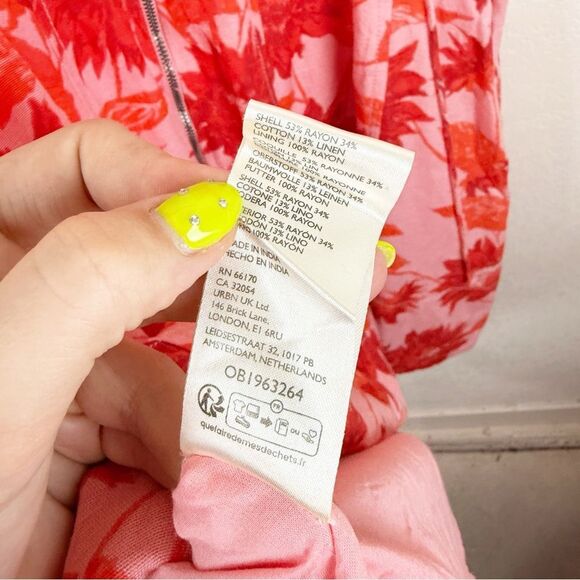 Free People Altura Babydoll Pink Mini Dress Floral Spaghetti Strap Floral XL - Picture 10 of 10